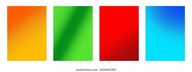 Conjunto de colorido patrón de semitonos. fondos de póster. Ilustración de vector