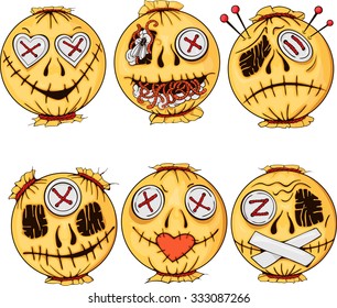 set of colorful halloween-style smiles of horror 4