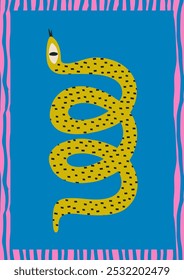 Conjunto de mãos coloridas desenham Snake.  Ano Novo Chinês 2025. Ilustração do estilo da moda.Vetor. Isolado