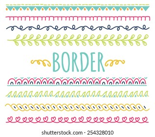conjunto de coloridos bordes dibujados a mano