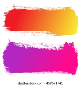 Set of colorful hand drawn brushstrokes vector illustration. Abstract ink grunge banners for design.
