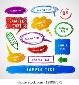 Set of colorful hand drawn design elements.