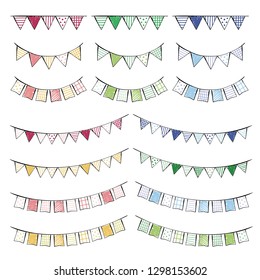 Set of colorful hand drawn garlands