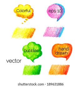 Set of Colorful hand drawn speech and thought bubbles. Vector illustration