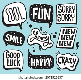 set of colorful hand drawn speech bubble 
