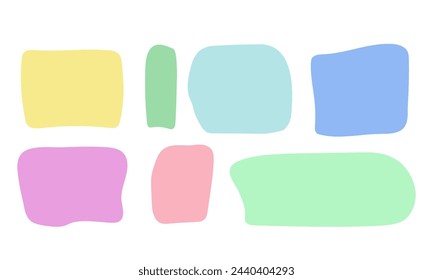 A set of colorful hand drawn text frames. Blank quotes A collection of doodle style frame templates. Colorful stickers 