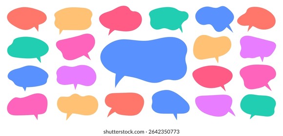 Set of colorful hand drawn text boxes, speech bubbles icons vector element