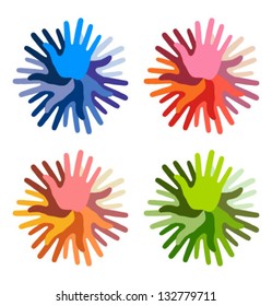 Set of colorful Hand Print icons, vector illustration