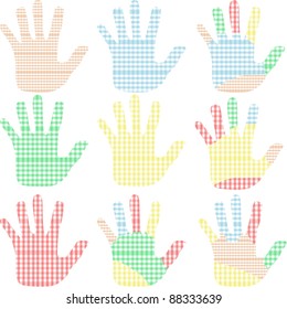 set of colorful hand prints Vector isolated on white