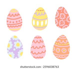 Set of Colorful Hand-Drawn Easter Egg Illustrations