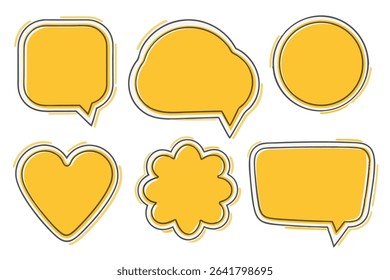 Set of Colorful, Hand-Drawn Speech Bubbles