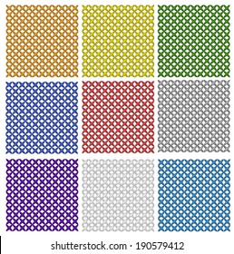 Set Of Colorful Handmade Embroidered Vector Textures. Cross Stitched Texture.