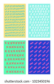 Set of Colorful Handmade Patterns in various shapes Lines, Zig-zag, circles, x