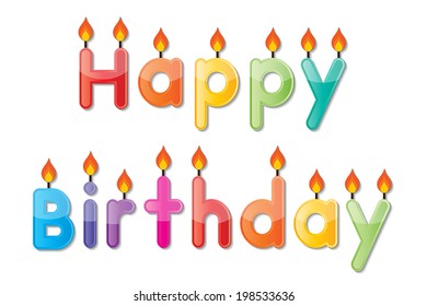 Set Colorful Happy Birthday Alphabets Candles Stock Vector (Royalty ...