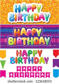 Set of colorful happy birthday texts