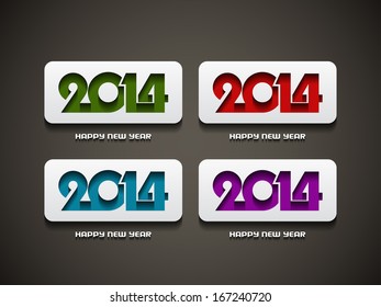 set of colorful happy new year 2014 design elements. vector illustration