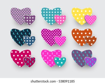 Set of colorful heart. Abstract heart shape.