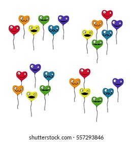 Set of colorful heart balloons - vector illustration