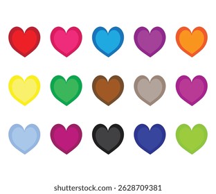 Set of colorful heart logo. Various simple vector heart love icon. Symbol, Icon