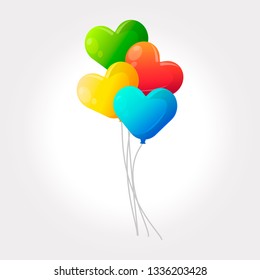 Set of colorful heart vector kids balloons.