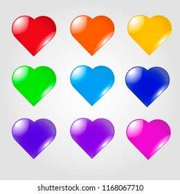 set of colorful hearts