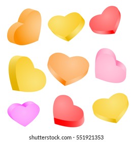 Set of colorful hearts