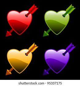set of colorful hearts with arrows