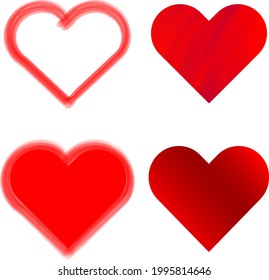 A set of colorful hearts in different styles. Individual hearts can be used to design postcards and wedding invitations.