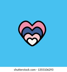 Set Of Colorful Hearts in a flat design