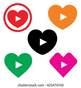 Set of  Colorful Hearts icon. Vector Illustration