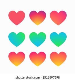 Set colorful hearts, love, like. Template web element app, ui. Social media concept. Vector illustration. EPS 10