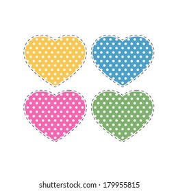 Set of colorful hearts on a white background. Vector illustration