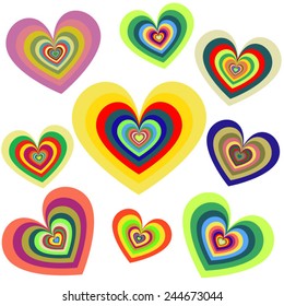 Set of colorful hearts vector