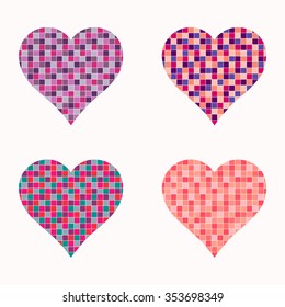 Set of colorful hearts, vector illustration