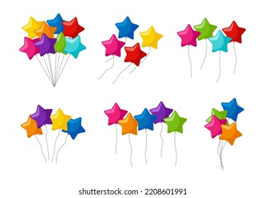 Set of colorful helium balloons