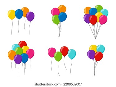 Set of colorful helium balloons