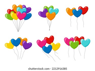 Set of colorful helium balloons