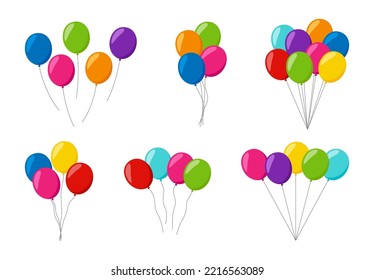 Set of colorful helium balloons