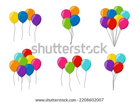 Set of colorful helium balloons