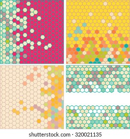 Set of colorful hexagon backgrounds