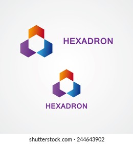 Set of colorful hexagon logo
