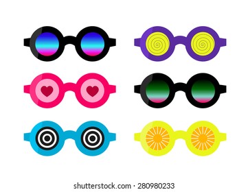 Set of colorful hipster sun glasses