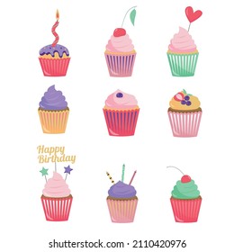 A set of colorful holiday cupcakes.  