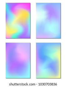 Set of colorful holographic backgrounds. Vector illustration.