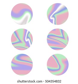 Set of colorful holographic circles. Vector illustration for your  creative project design cover, book, printing, gift card, fashion.