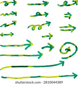 Set of colorful horizontal arrows. Horizontal orientation. Sideways.