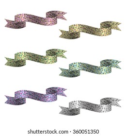 Set of colorful horizontal ribbon banner