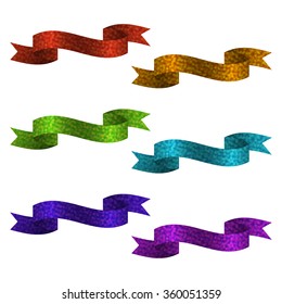 Set of colorful horizontal ribbon banner