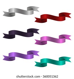 Set of colorful horizontal ribbon banner