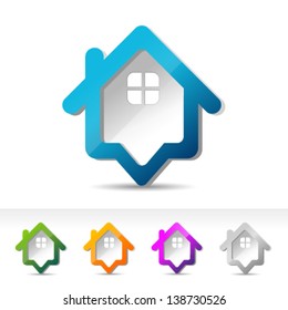 Set of colorful house pointers Icons. Graphic Design Editable For Your Design.